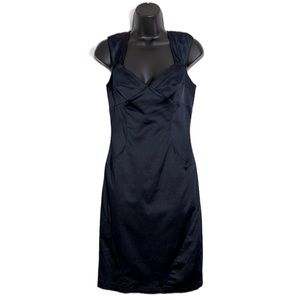 Adrianna Papell Navy Knee Length Sleeveless Sheath Sweetheart Neck Dress Sz 4